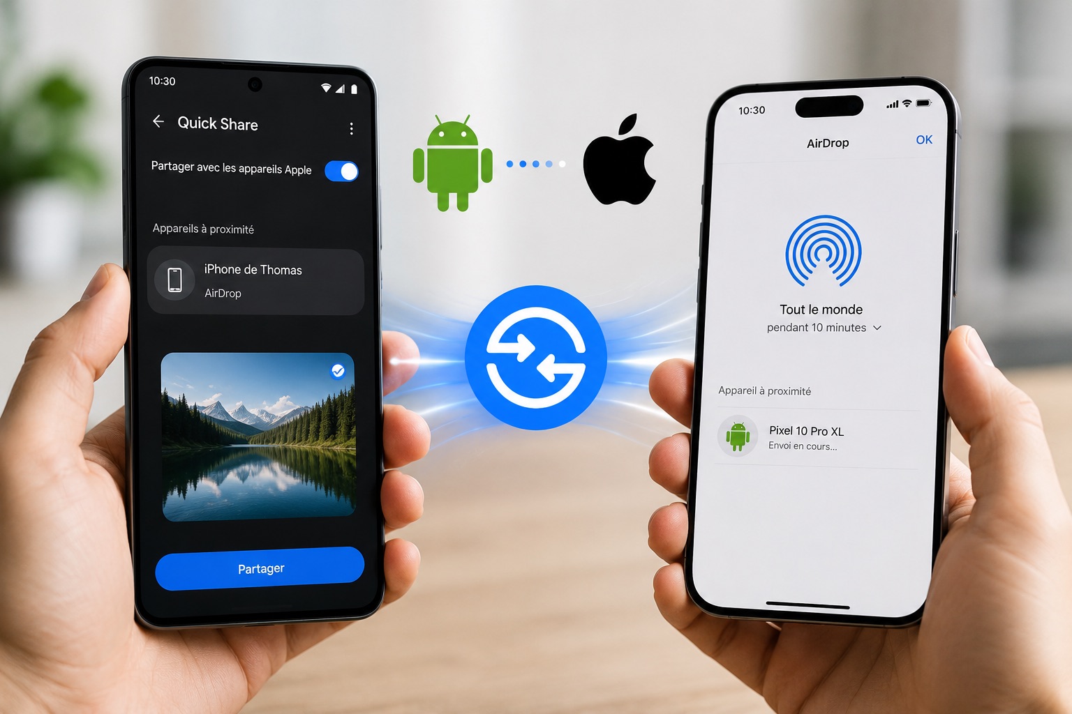 Android peut enfin envoyer des fichiers à l&rsquo;iPhone : ce que change Quick Share avec AirDrop